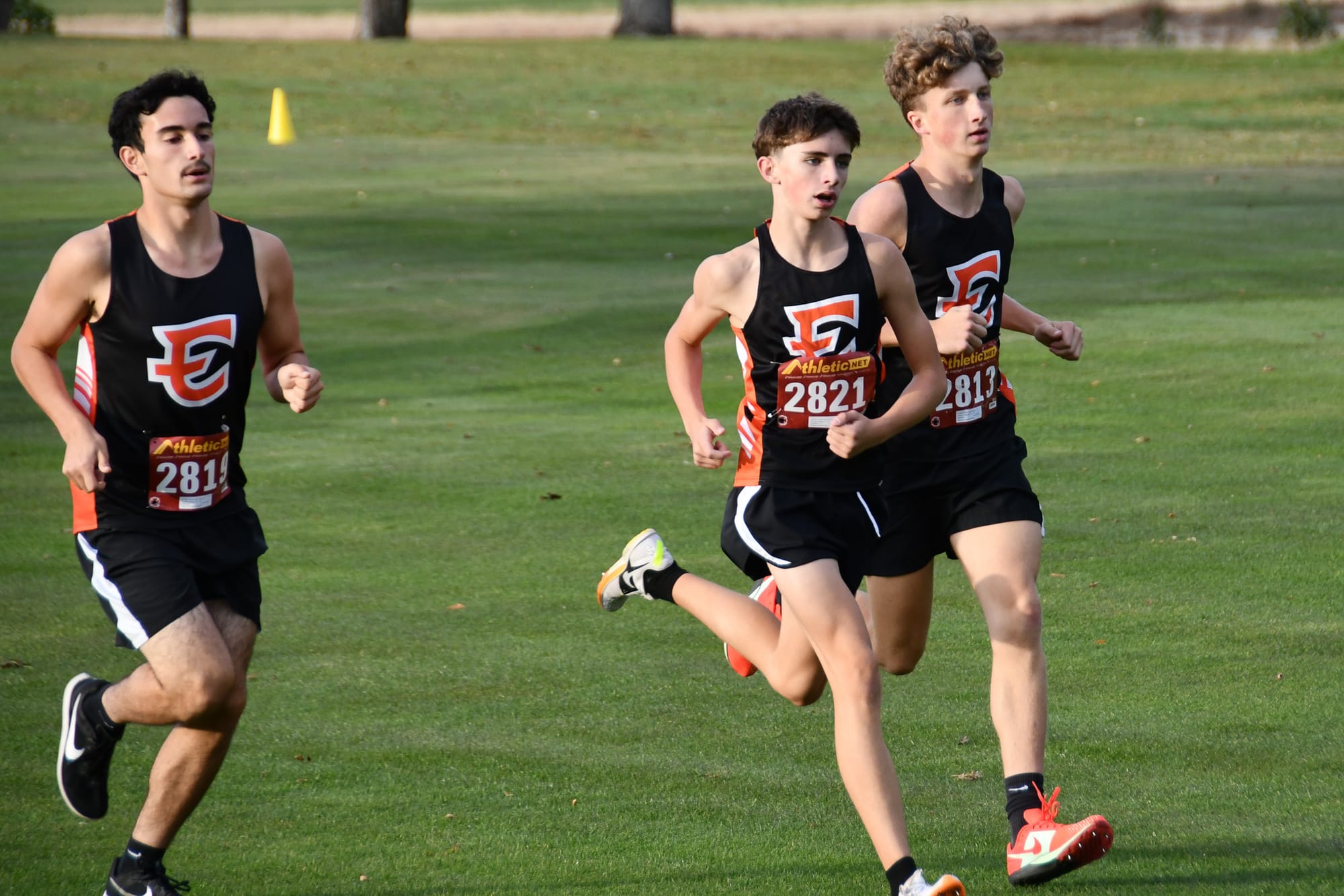 Ephrata’s Adrian Negrete (2819), Caleb Schooler (2821), and Mitchell Johnson (2813) work together mid-race.