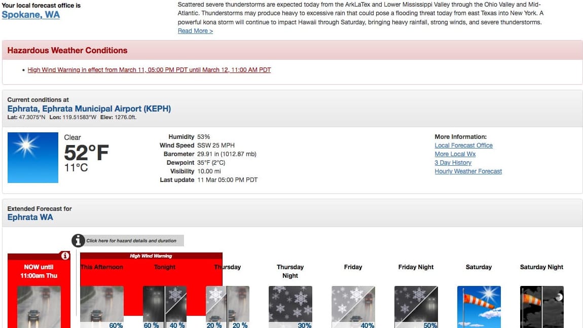 NWS issues hazardous weather advisories in WA