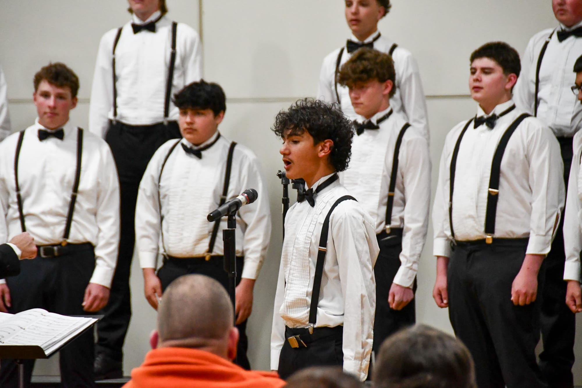 David Malone delivers a solo with the EHS Bass Clef Choir.